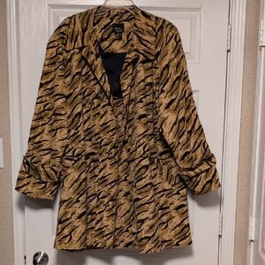 Dennis Basso Animal Print Jacket - Black and Tan
